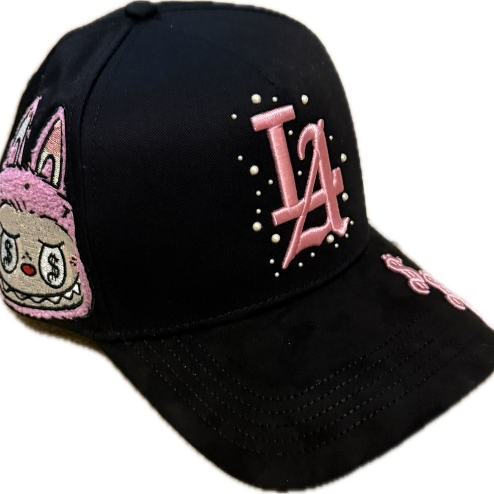 Black Cap with Pink LA CASHED OUT MONSTERS labubu